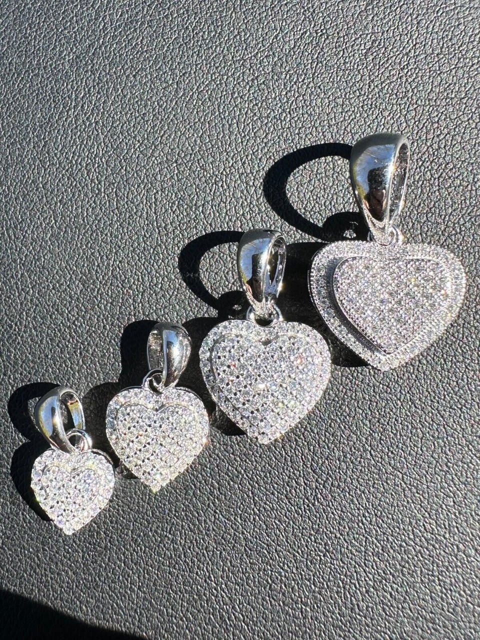 MOISSANITE Ladies Heart Shaped Love Pendant - 925 Silver - 4 Sizes 0.33"-0.6"