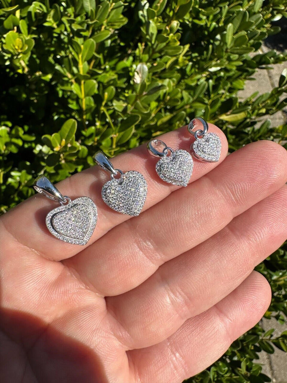 MOISSANITE Ladies Heart Shaped Love Pendant - 925 Silver - 4 Sizes 0.33"-0.6"