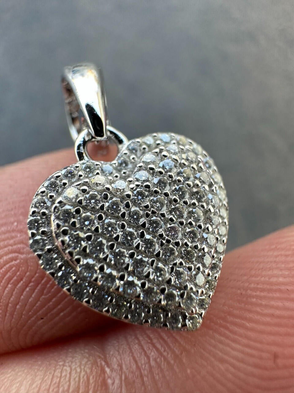 MOISSANITE Ladies Heart Shaped Love Pendant - 925 Silver - 4 Sizes 0.33"-0.6"