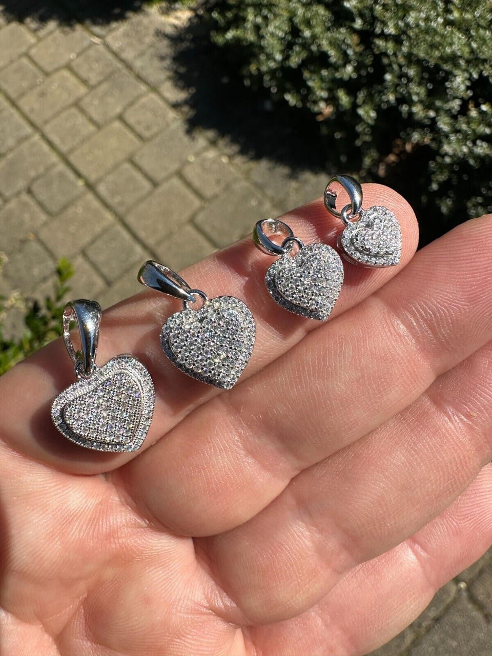 MOISSANITE Ladies Heart Shaped Love Pendant - 925 Silver - 4 Sizes 0.33"-0.6"