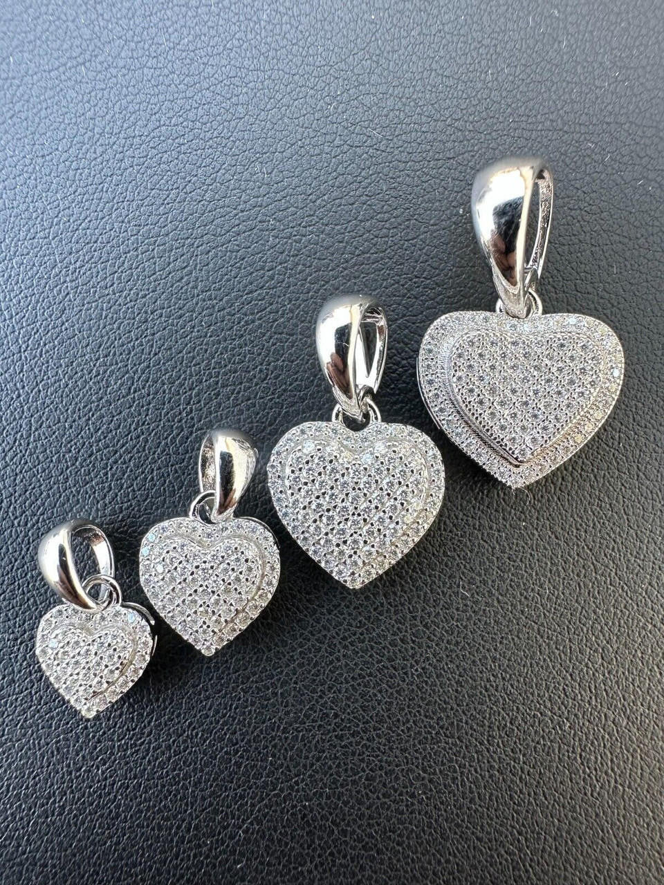 MOISSANITE Ladies Heart Shaped Love Pendant - 925 Silver - 4 Sizes 0.33"-0.6"