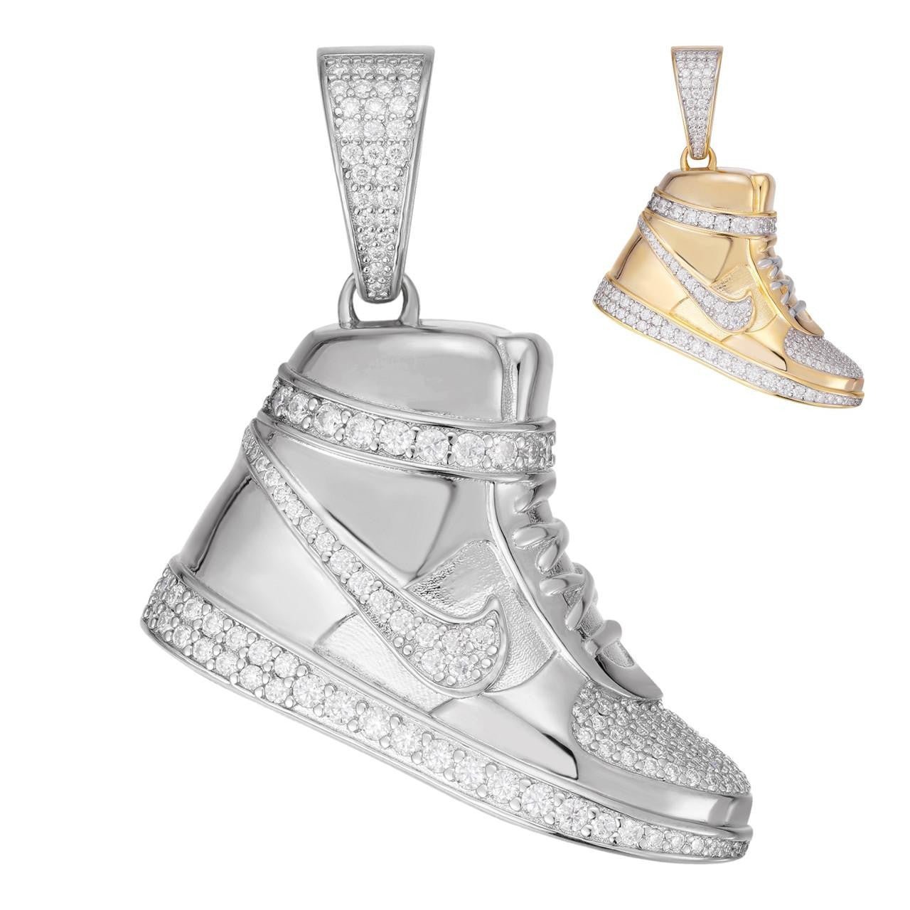 MOISSANITE Air Force 1 High Top Nike Sneaker Pendant - 14k Gold Vermeil Or 925 Silver - Small 1.5"