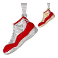 MOISSANITE Air Jordan 45 Red Nike Sneaker Pendant - 14k Gold Vermeil Or 925 Silver - Medium 2"