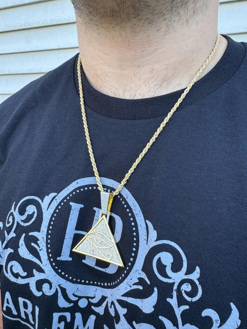 MOISSANITE Illuminati Eye Masonic Pyramid Medallion Pendant - 14k Gold Vermeil Or 925 Silver  - Medium 2.25"