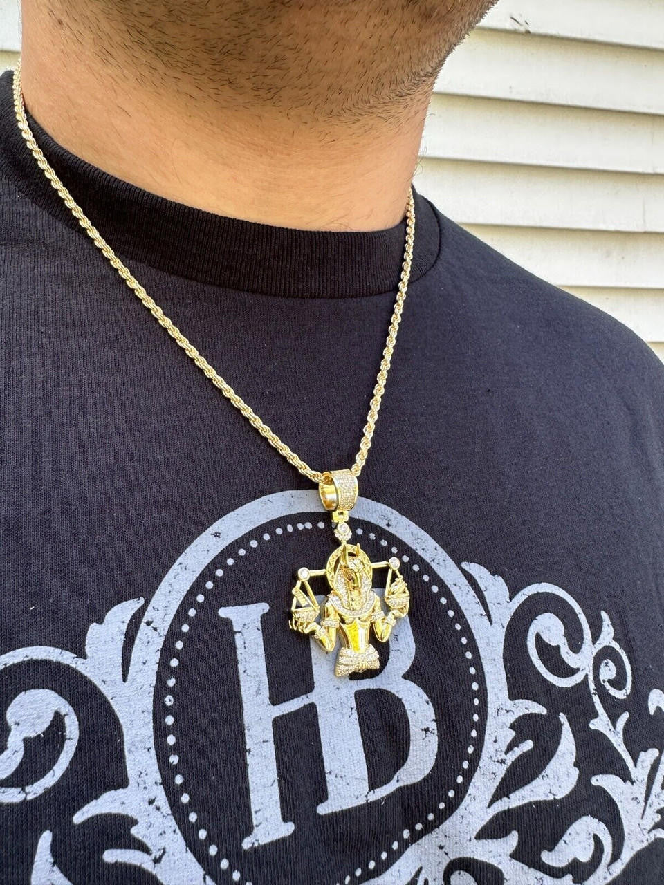 MOISSANITE Anubis Egyptian Pharoah Pendant - 14k Gold Vermeil Or 925 Silver - Medium 2"