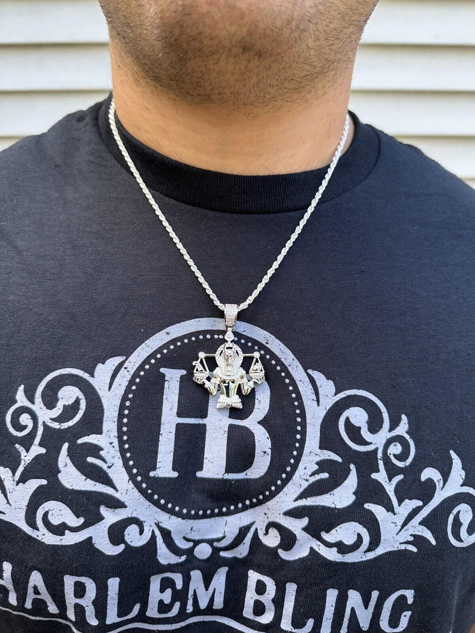 MOISSANITE Anubis Egyptian Pharoah Pendant - 14k Gold Vermeil Or 925 Silver - Medium 2"