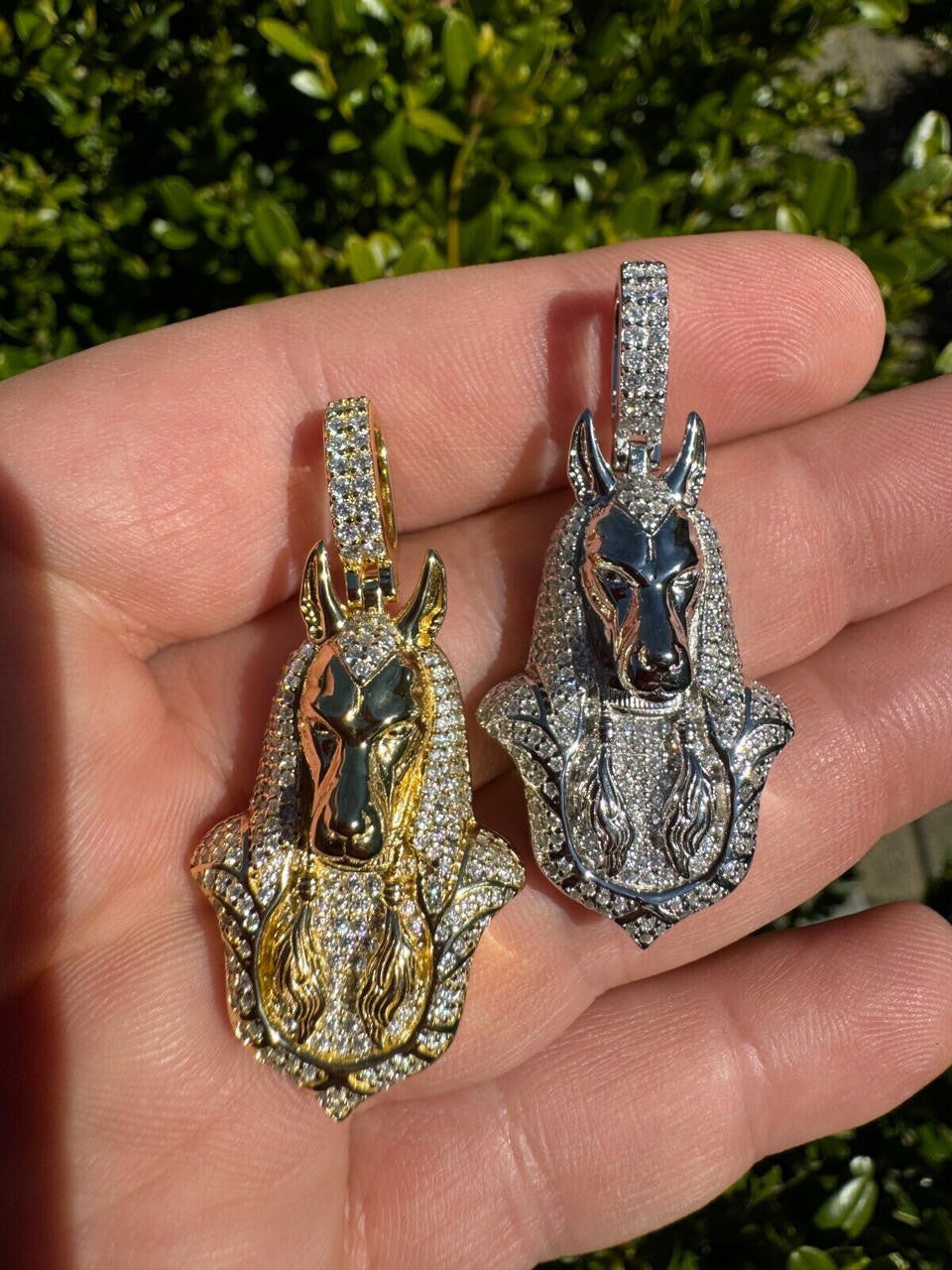 MOISSANITE Anubis Pendant Egyptian Pendant - 14k Gold Vermeil Or 925 Silver - Medium 2"