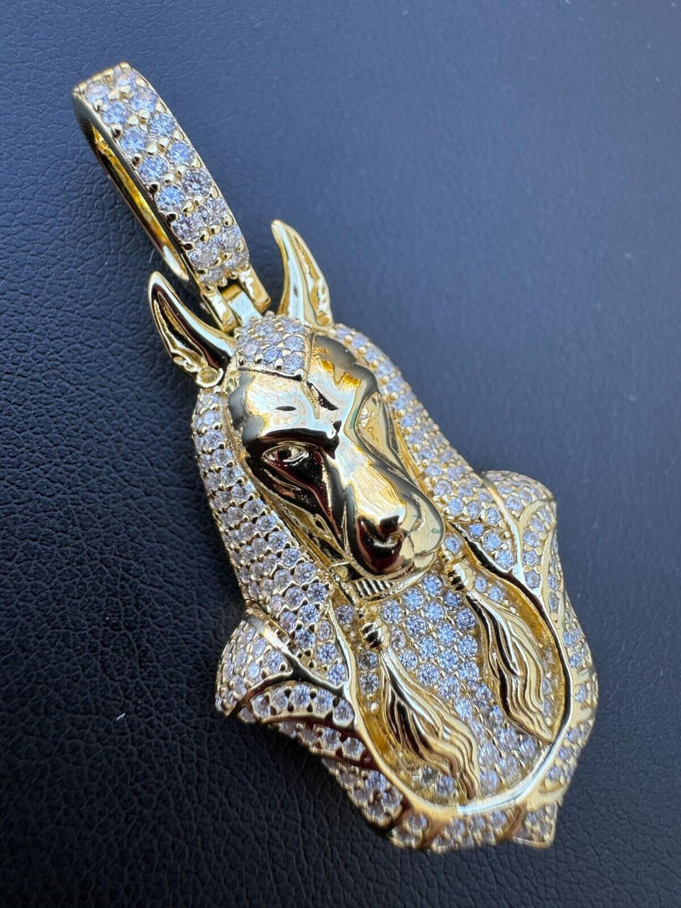 MOISSANITE Anubis Pendant Egyptian Pendant - 14k Gold Vermeil Or 925 Silver - Medium 2"
