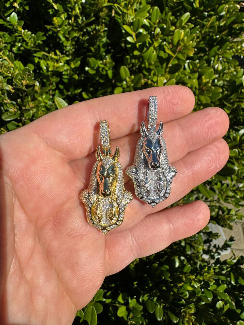 MOISSANITE Anubis Pendant Egyptian Pendant - 14k Gold Vermeil Or 925 Silver - Medium 2"