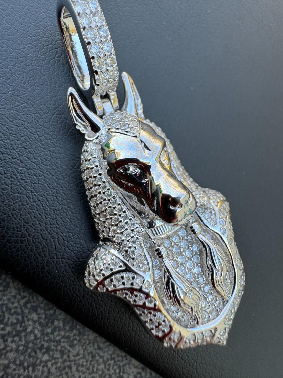 MOISSANITE Anubis Pendant Egyptian Pendant - 14k Gold Vermeil Or 925 Silver - Medium 2"
