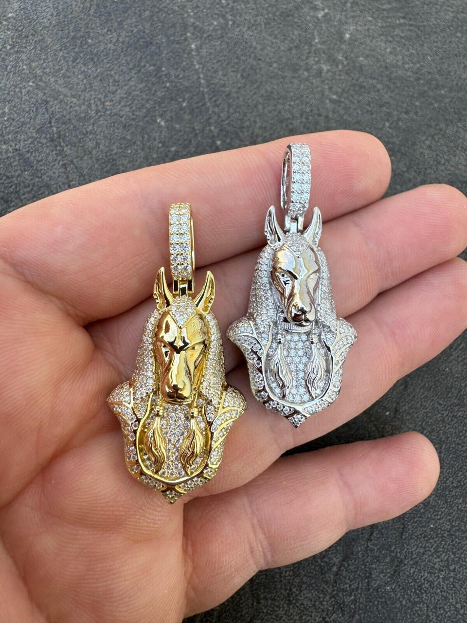 MOISSANITE Anubis Pendant Egyptian Pendant - 14k Gold Vermeil Or 925 Silver - Medium 2"