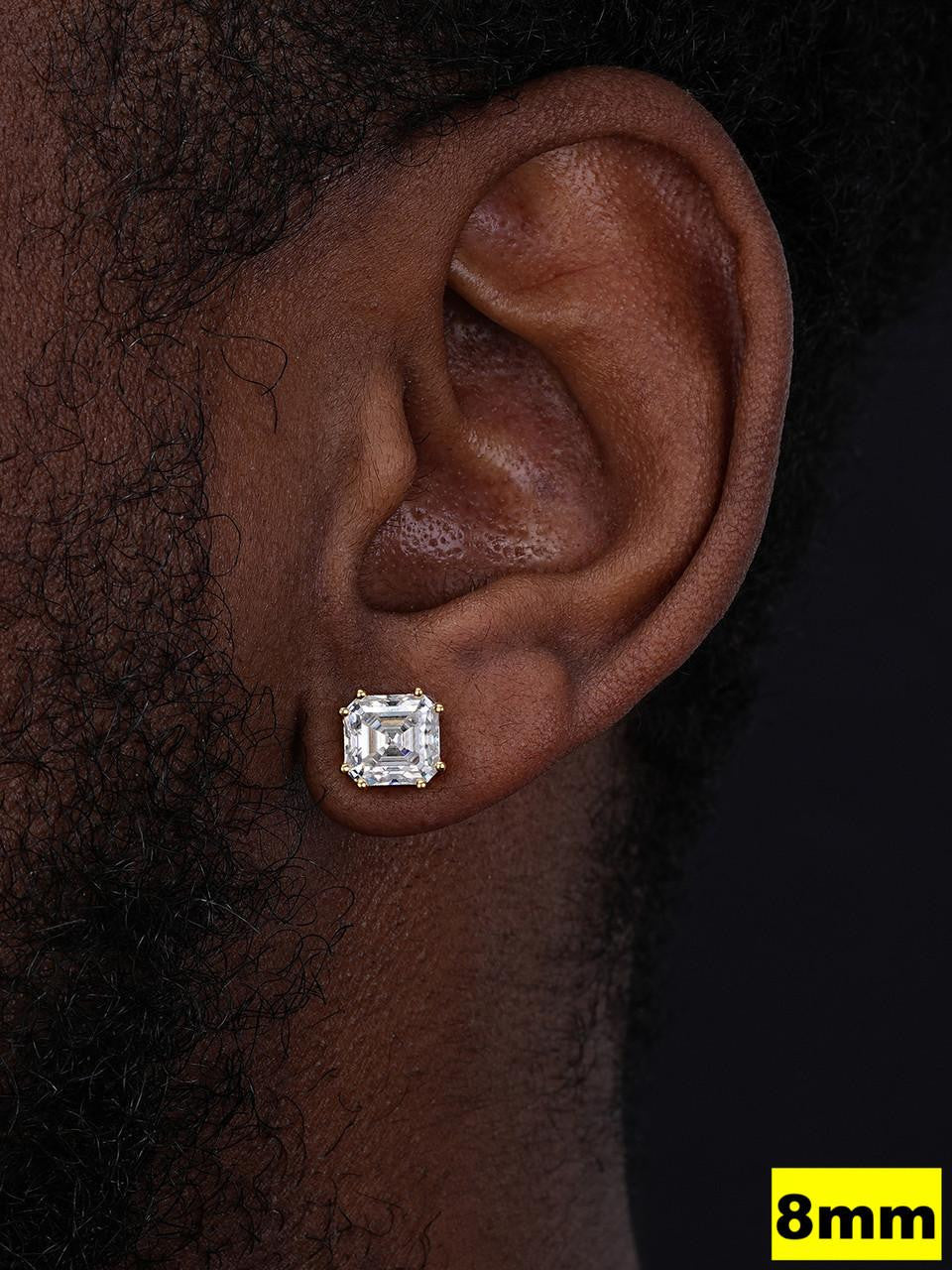 MOISSANITE Asscher Cut Square Solitaire Stud Earrings - 14k Gold Vermeil 925 Silver - 4mm-8mm - 0.7-6ct