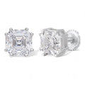 MOISSANITE Asscher Cut Square Solitaire Stud Earrings - 925 Silver - 4mm-8mm - 0.7-6ct
