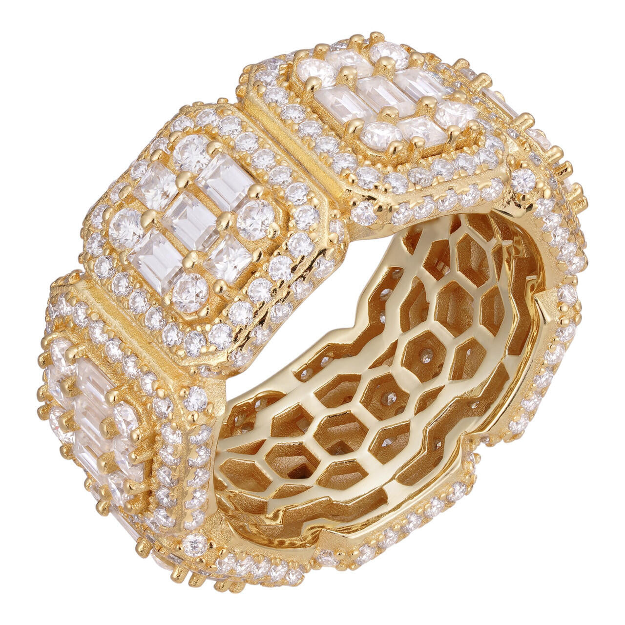 MOISSANITE Baguette Big Boy Eternity Band Ring - 14k Yellow Gold Vermeil 925 Silver