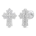 MOISSANITE Baguette Gothic Cross Iced Out Earrings - 925 Silver - 11x15mm