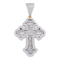 MOISSANITE Baguette Gothic Tupac Cross Pendant - 14k Gold Vermeil 925 Silver - 3 Sizes 1.5"-2.75"