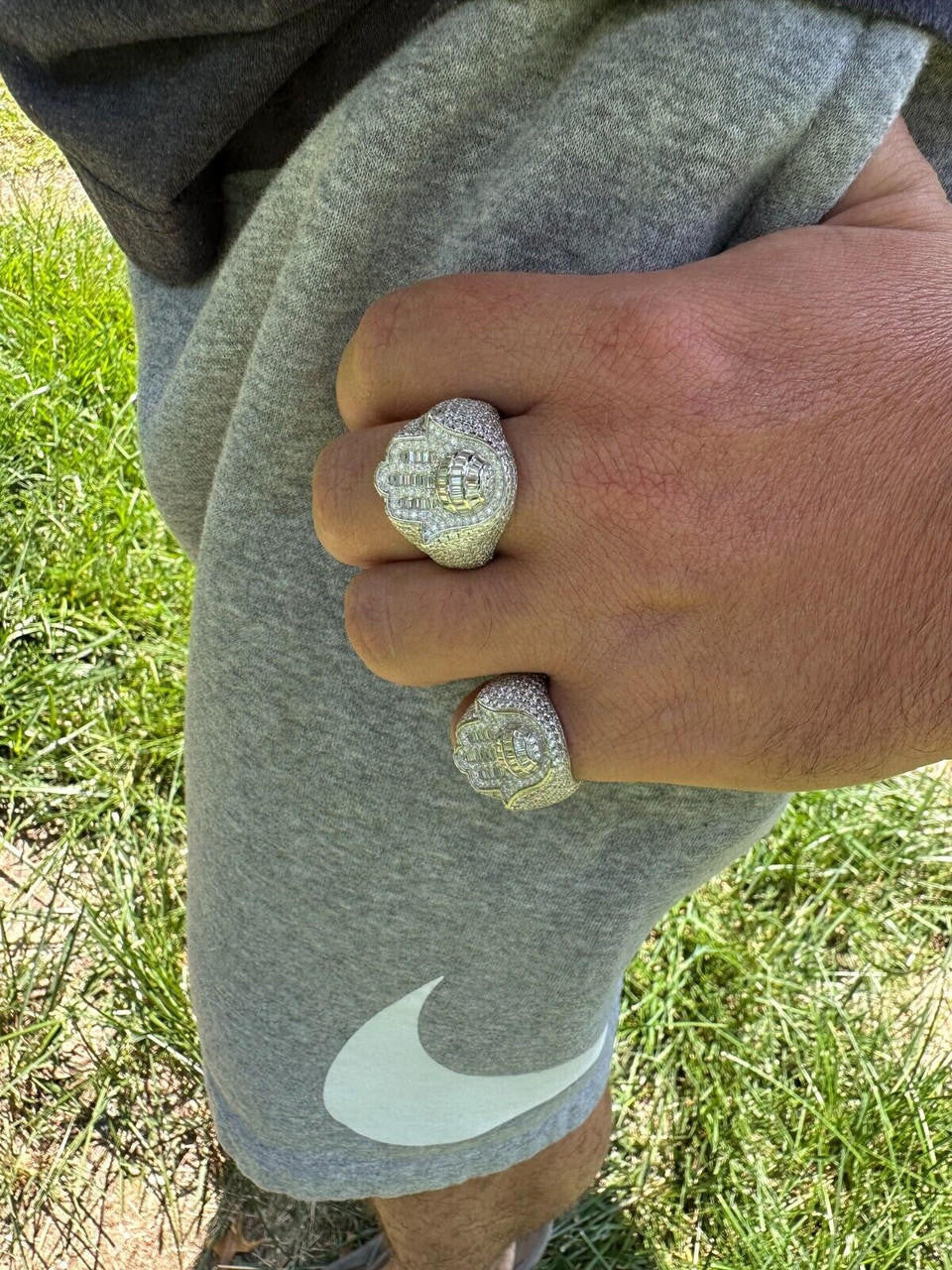 MOISSANITE Hamsa Hand Baguette Iced Out Ring - 925 Silver