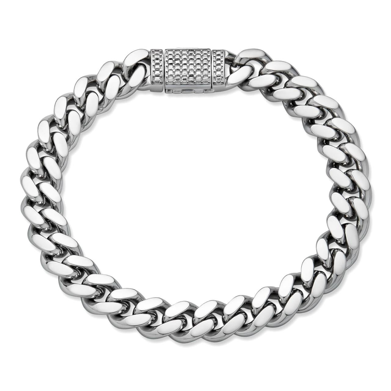 MOISSANITE Baguette Iced Clasp Miami Cuban Link Bracelet - 925 Silver - 7"-8.5" - 5mm-12mm