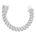 MOISSANITE Baguette Modern Prong Miami Cuban Link Bracelet Iced Out - 925 Silver - 12mm-22mm - 7"-8.5"