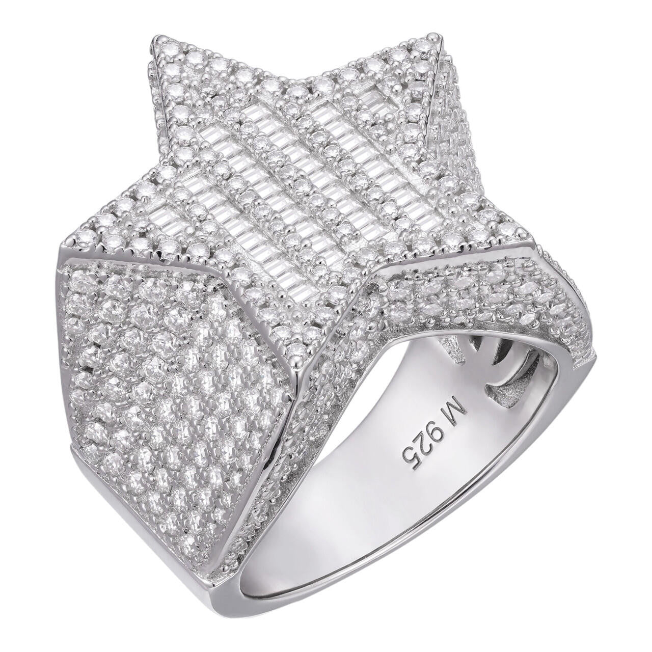 MOISSANITE Baguette Rap Star Ring - 925 Silver