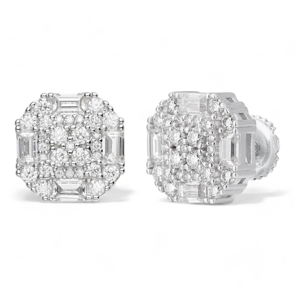 MOISSANITE Baguette Star Iced Out Earrings - 925 Silver - 10mm