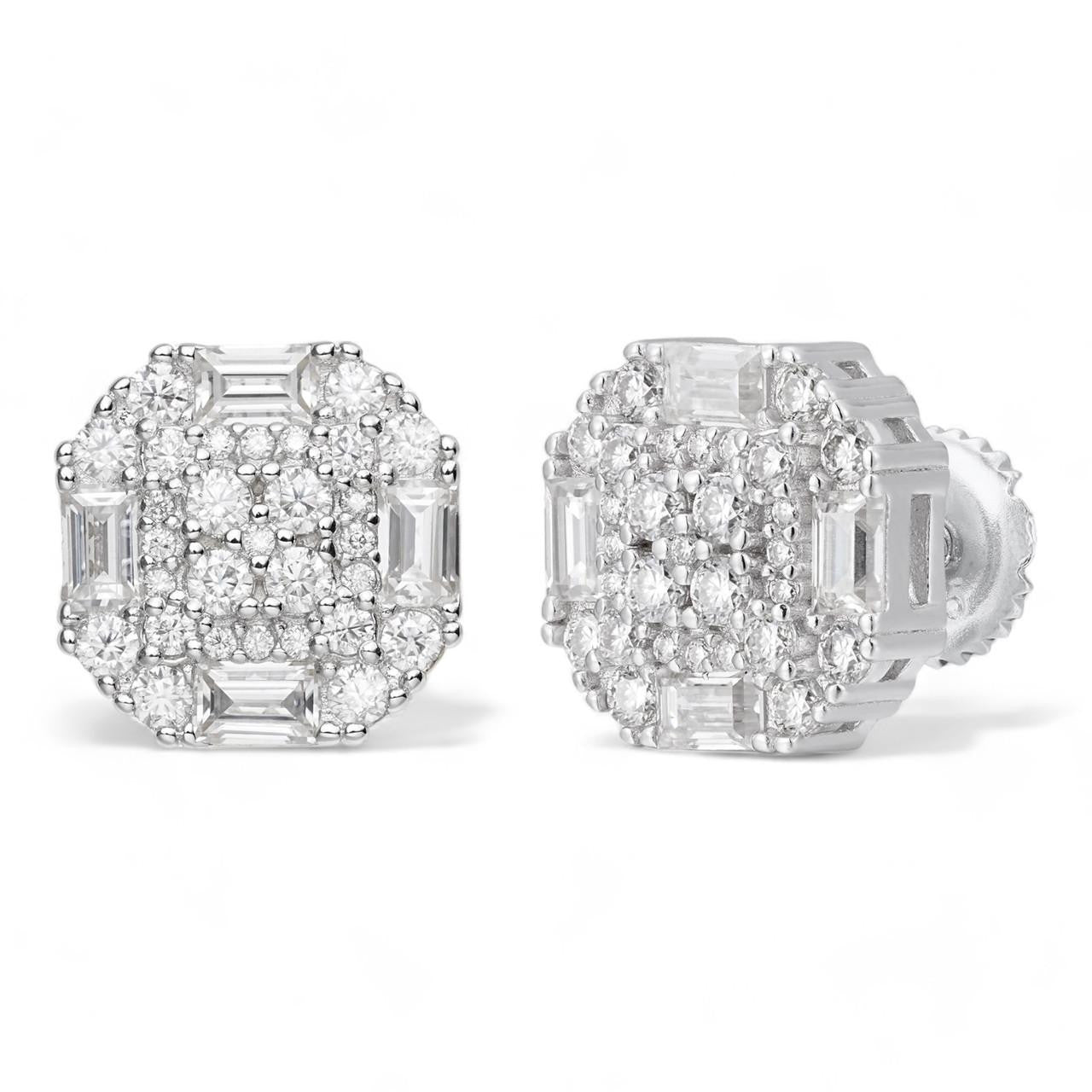 MOISSANITE Baguette Star Iced Out Earrings - 925 Silver - 10mm