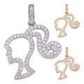 MOISSANITE Barbie Doll Pendant - 14k Yellow/Rose Gold Vermeil Or 925 Silver - Medium 1.75"