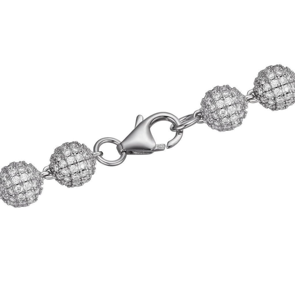 MOISSANITE Bead Ball Dogtag Bracelet - 925 Silver - 4mm-10mm - 7.5"-8.5"