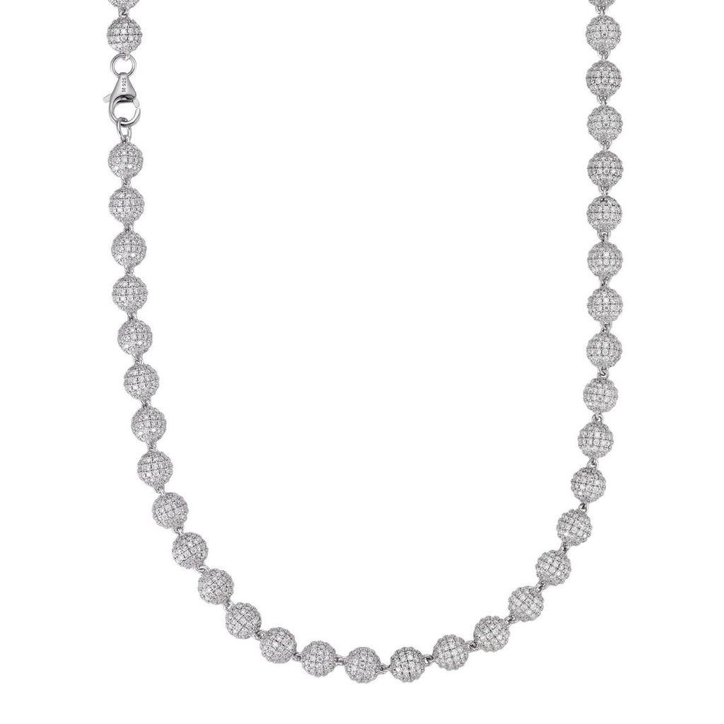 MOISSANITE Bead Ball Dogtag Necklace Chain - 925 Silver - 4mm-10mm - 16"-30"