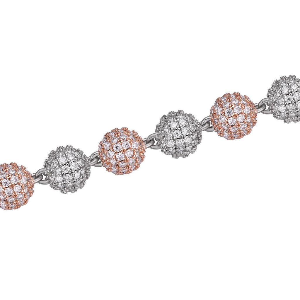 MOISSANITE Bead Ball Dogtag Necklace Chain - Rose Gold Vermeil & 925 Silver - 4mm-10mm - 7.5"-8.5"