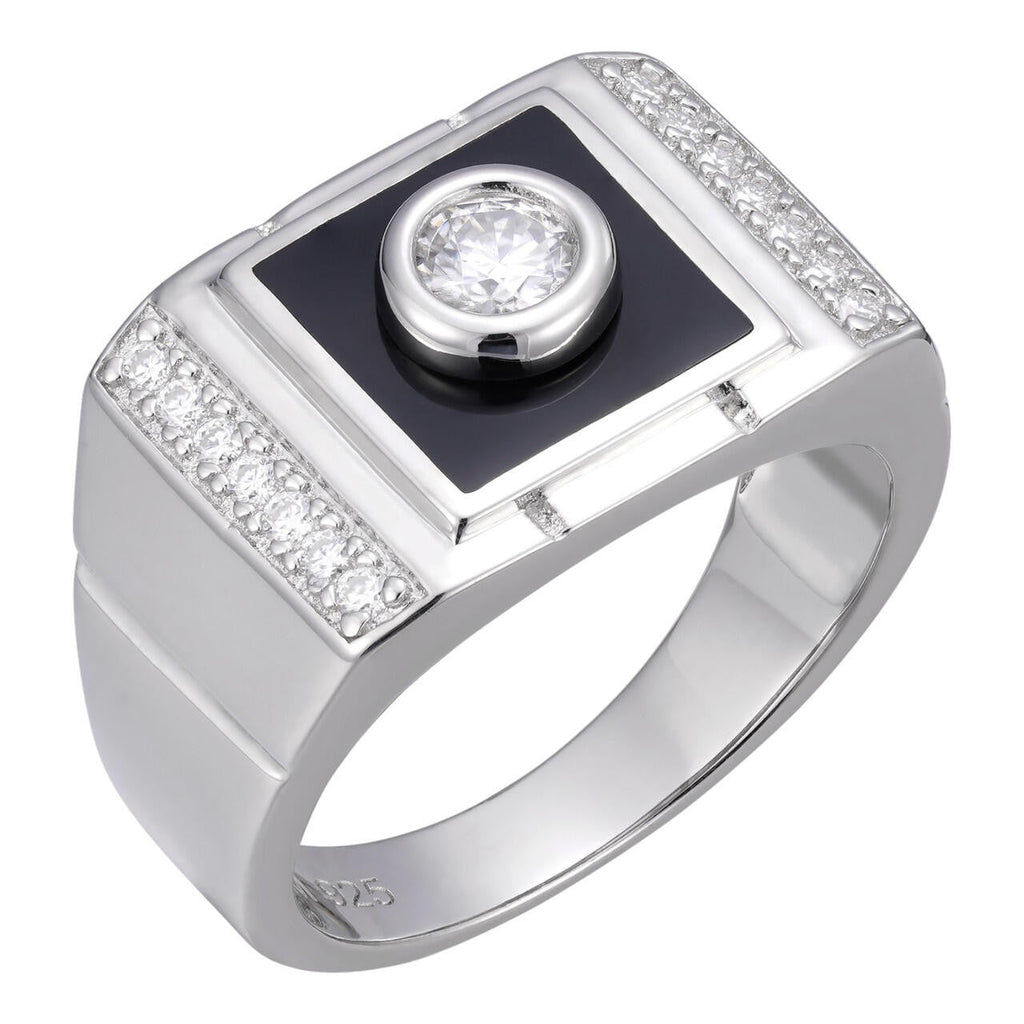 Moissanite Black Onyx Iced Out Ring -925 Silver
