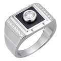 Moissanite Black Onyx Iced Out Ring -925 Silver