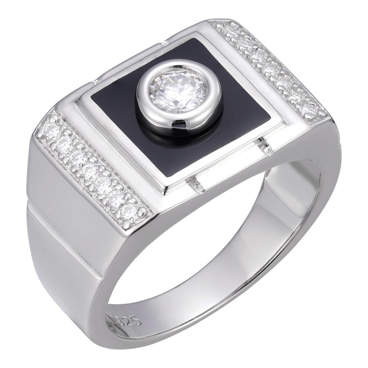Moissanite Black Onyx Iced Out Ring -925 Silver