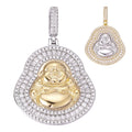 MOISSANITE Buddha Pendant - 14k Gold Vermeil Or 925 Silver - Small 1.5"