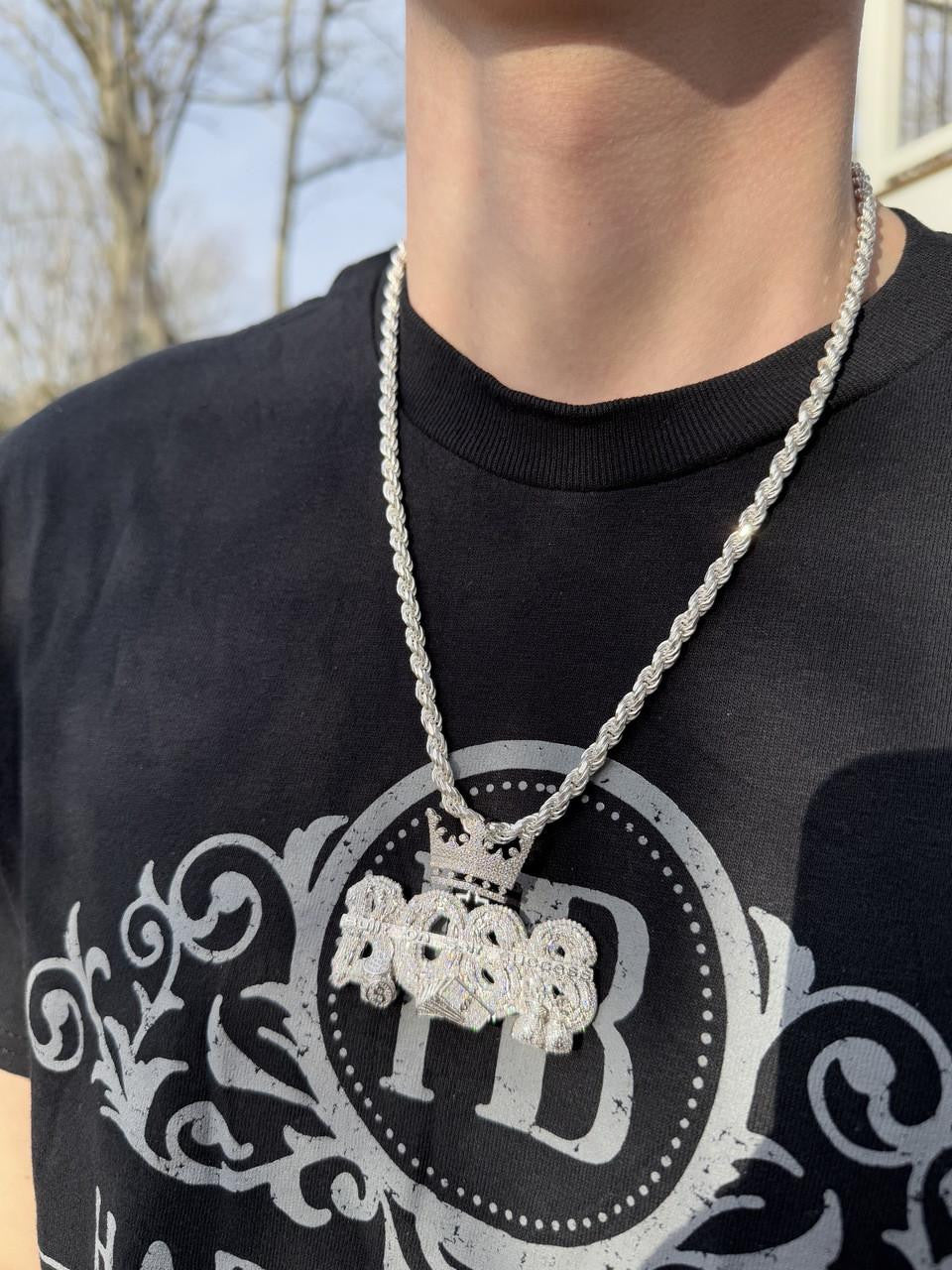 MOISSANITE "Built On Self Success" Iced Out BOSS Pendant - 14k Gold Vermeil or 925 Silver - Large 2.5"