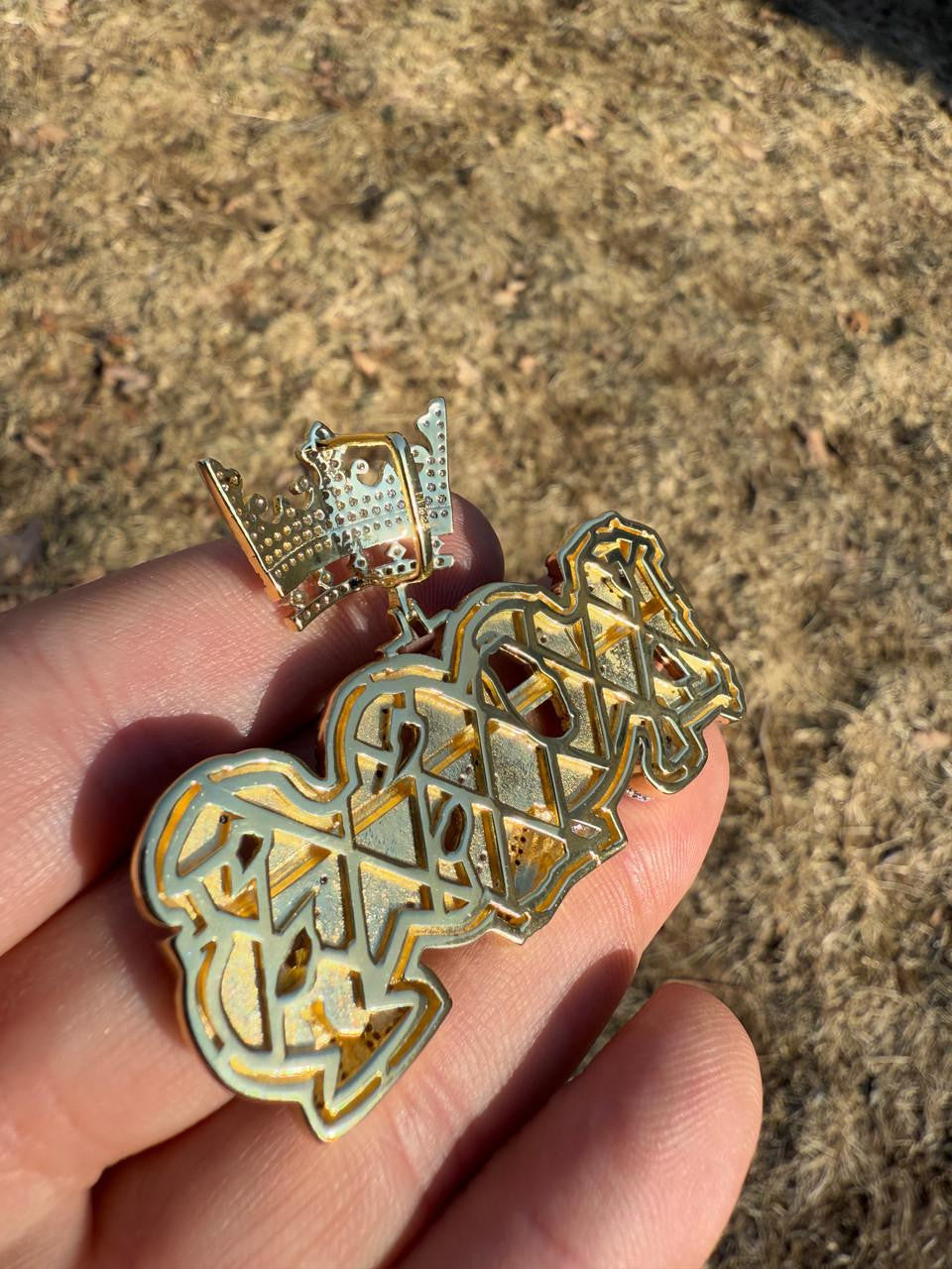 MOISSANITE "Built On Self Success" Iced Out BOSS Pendant - 14k Gold Vermeil or 925 Silver - Large 2.5"