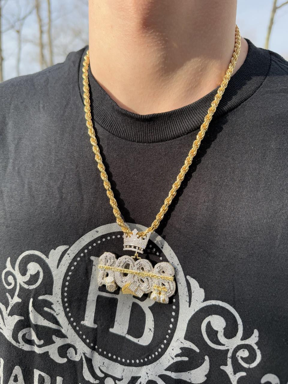 MOISSANITE "Built On Self Success" Iced Out BOSS Pendant - 14k Gold Vermeil or 925 Silver - Large 2.5"
