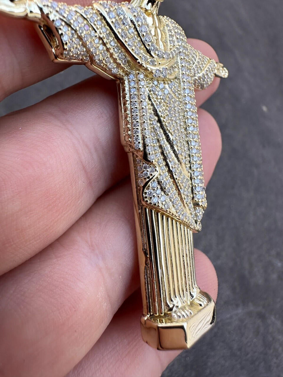 MOISSANITE Christ The Redeemer Pendant - 14k Gold Vermeil 925 Silver - 3 Sizes 1.25"-3"