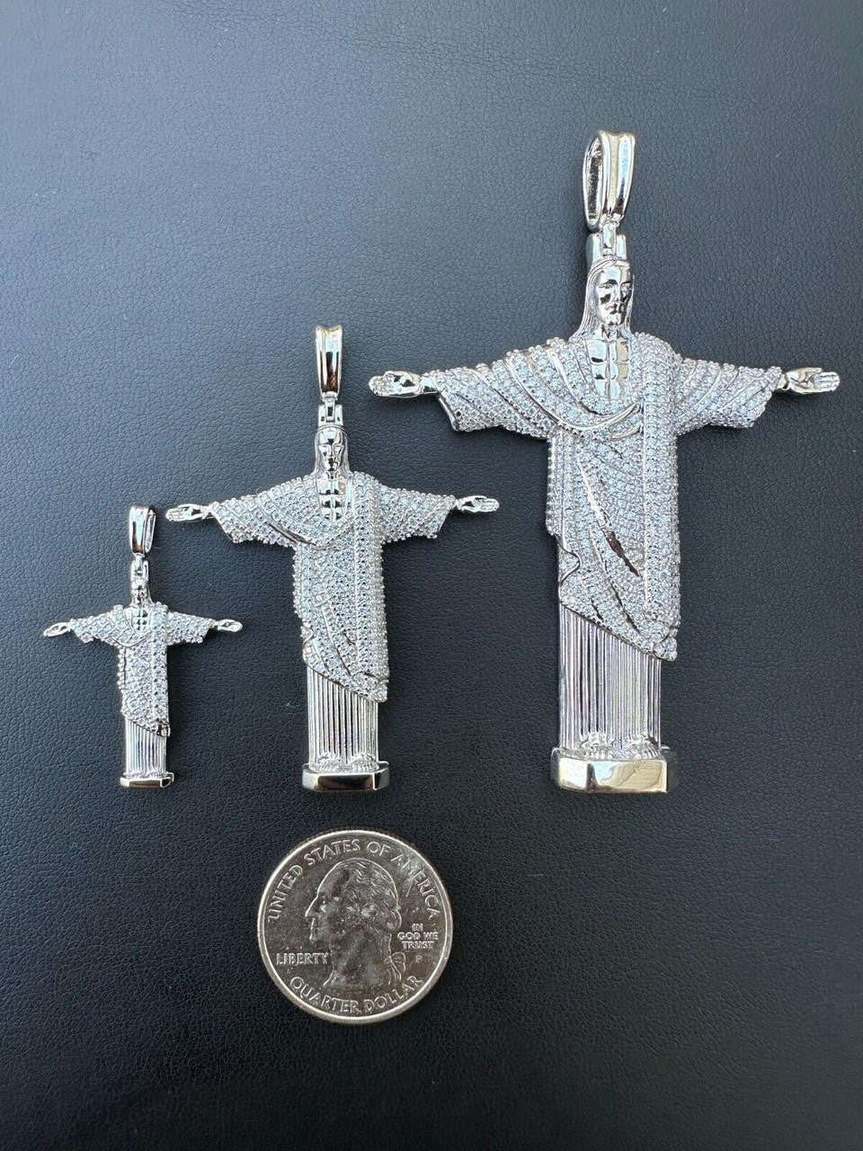 MOISSANITE Christ The Redeemer Pendant - 925 Silver - 3 Sizes 1.25"-3"