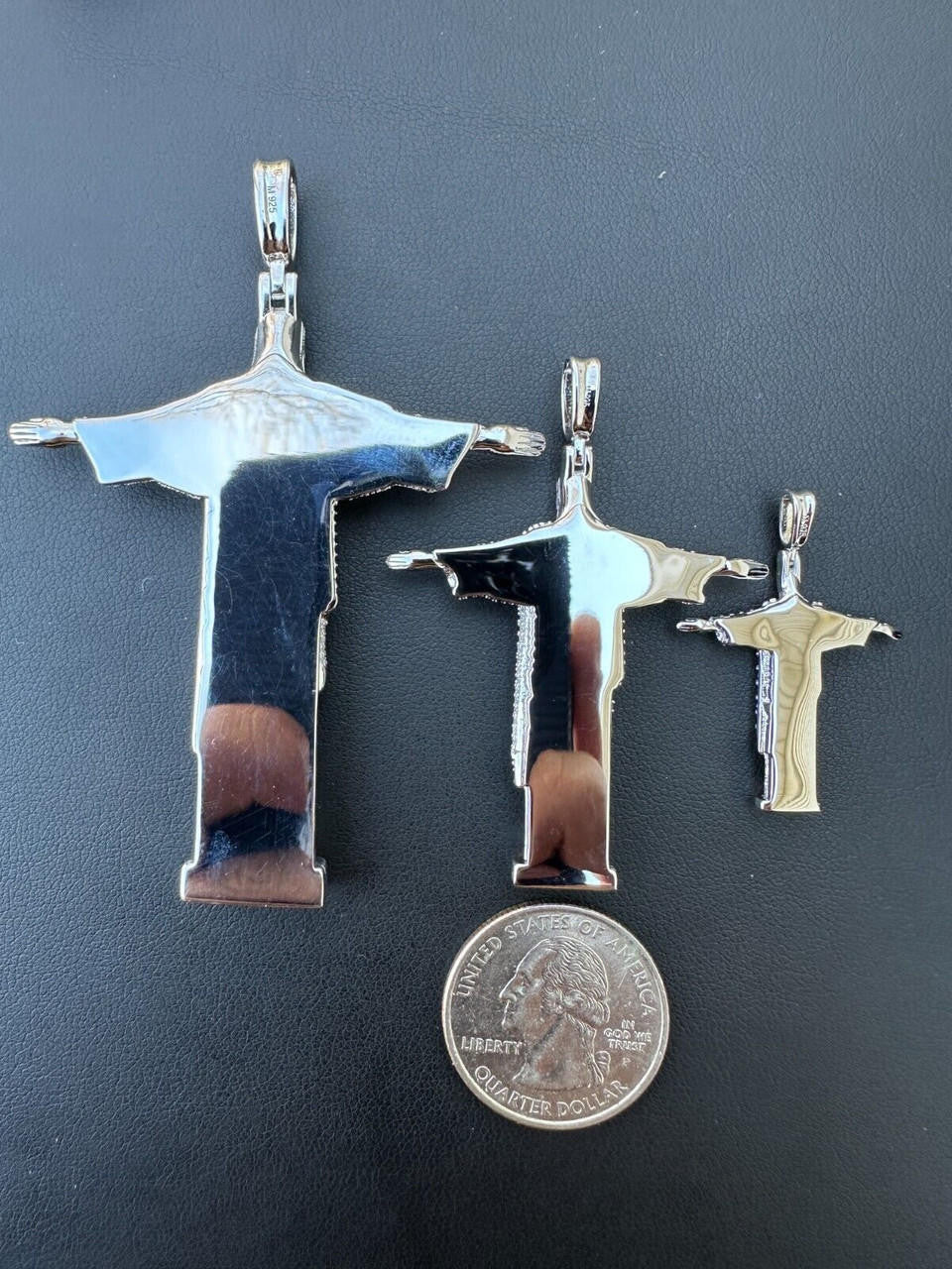 MOISSANITE Christ The Redeemer Pendant - 925 Silver - 3 Sizes 1.25"-3"