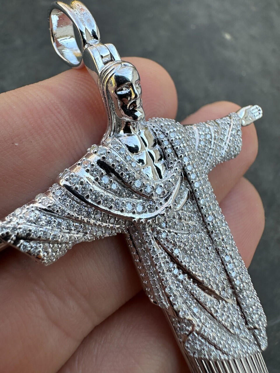 MOISSANITE Christ The Redeemer Pendant - 925 Silver - 3 Sizes 1.25"-3"