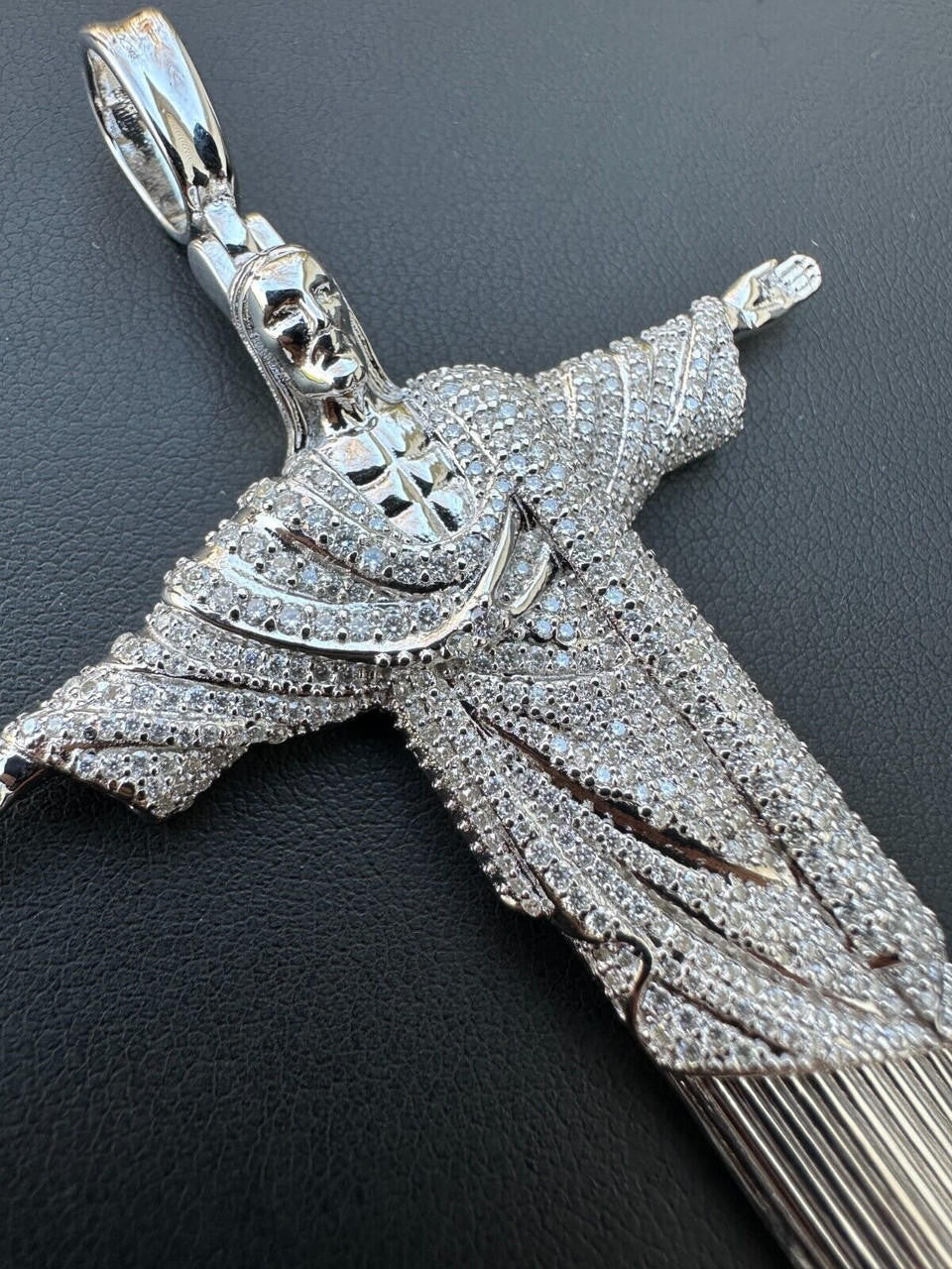 MOISSANITE Christ The Redeemer Pendant - 925 Silver - 3 Sizes 1.25"-3"