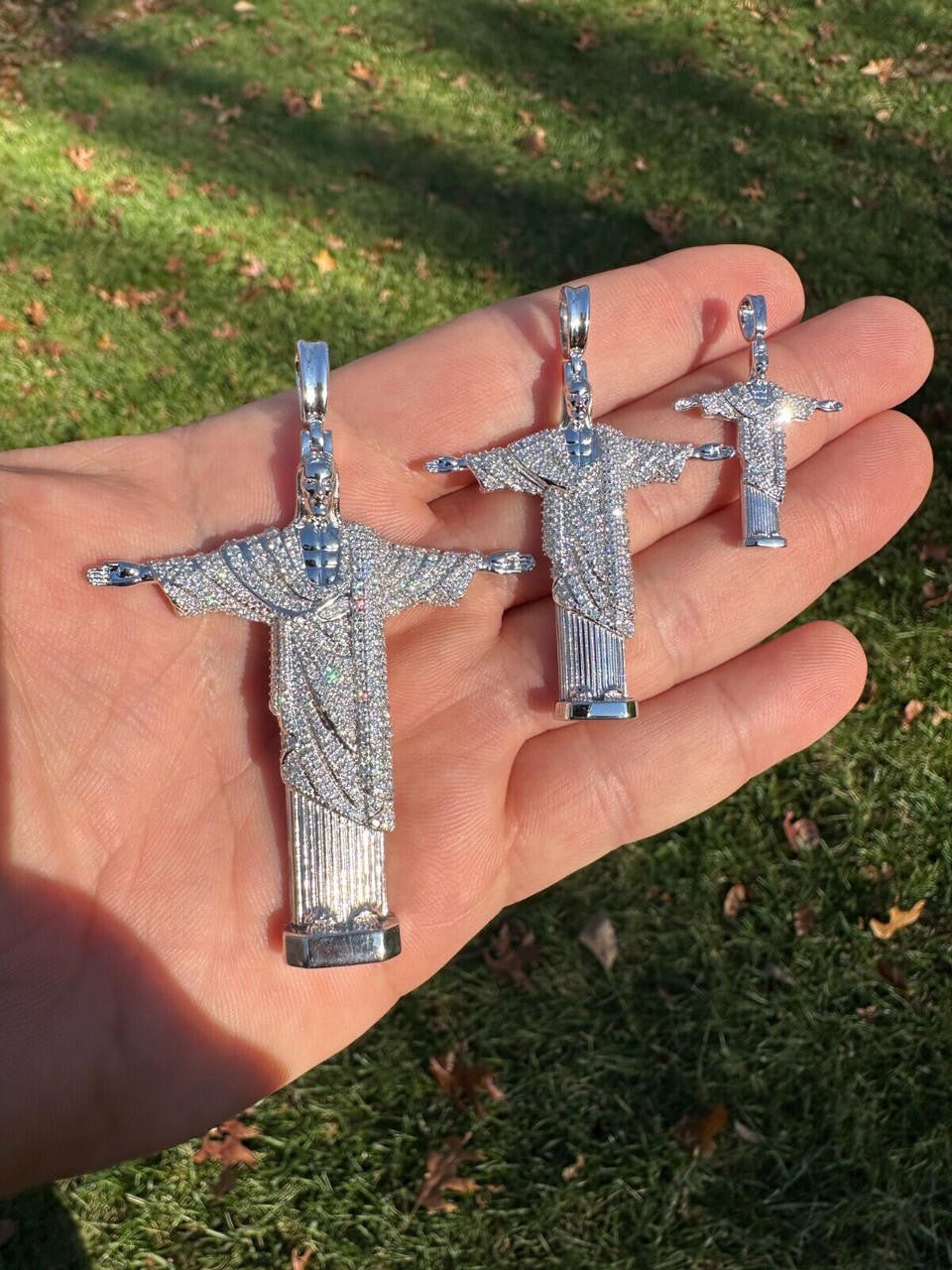 MOISSANITE Christ The Redeemer Pendant - 925 Silver - 3 Sizes 1.25"-3"