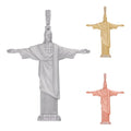 MOISSANITE Christ The Redeemer 925 Silver/ Yellow Rose Gold Necklace Jesus Piece
