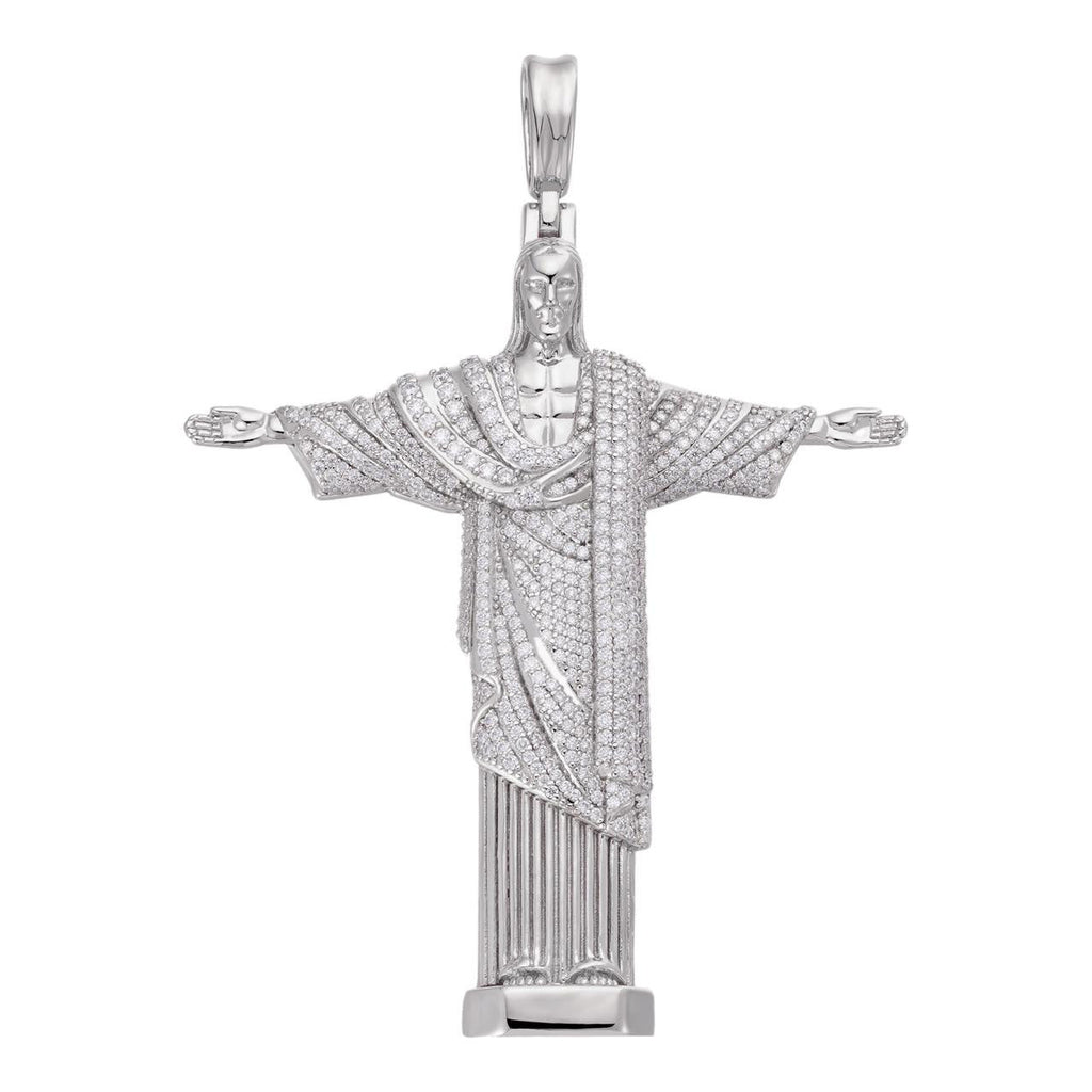 MOISSANITE Christ The Redeemer Pendant - 925 Silver - 3 Sizes 1.25"-3"