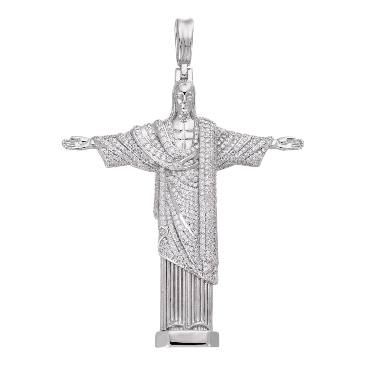 MOISSANITE Christ The Redeemer Pendant - 925 Silver - 3 Sizes 1.25"-3"
