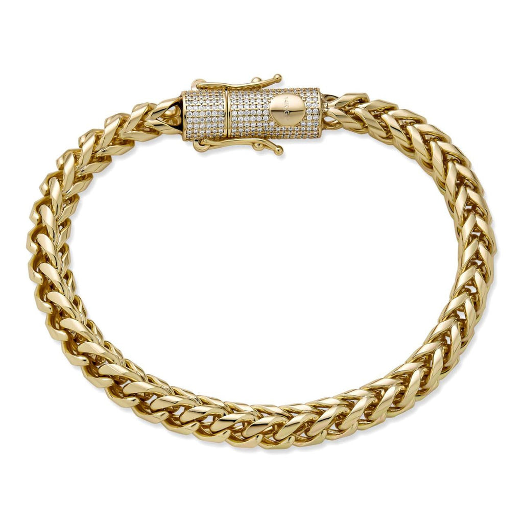 MOISSANITE CLASP Franco Bracelet - 14k Gold Plated Stainless Steel - 7.5"-8.5" - 4mm-6mm