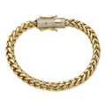 MOISSANITE CLASP Franco Bracelet - 14k Gold Plated Stainless Steel - 7.5"-8.5" - 4mm-6mm