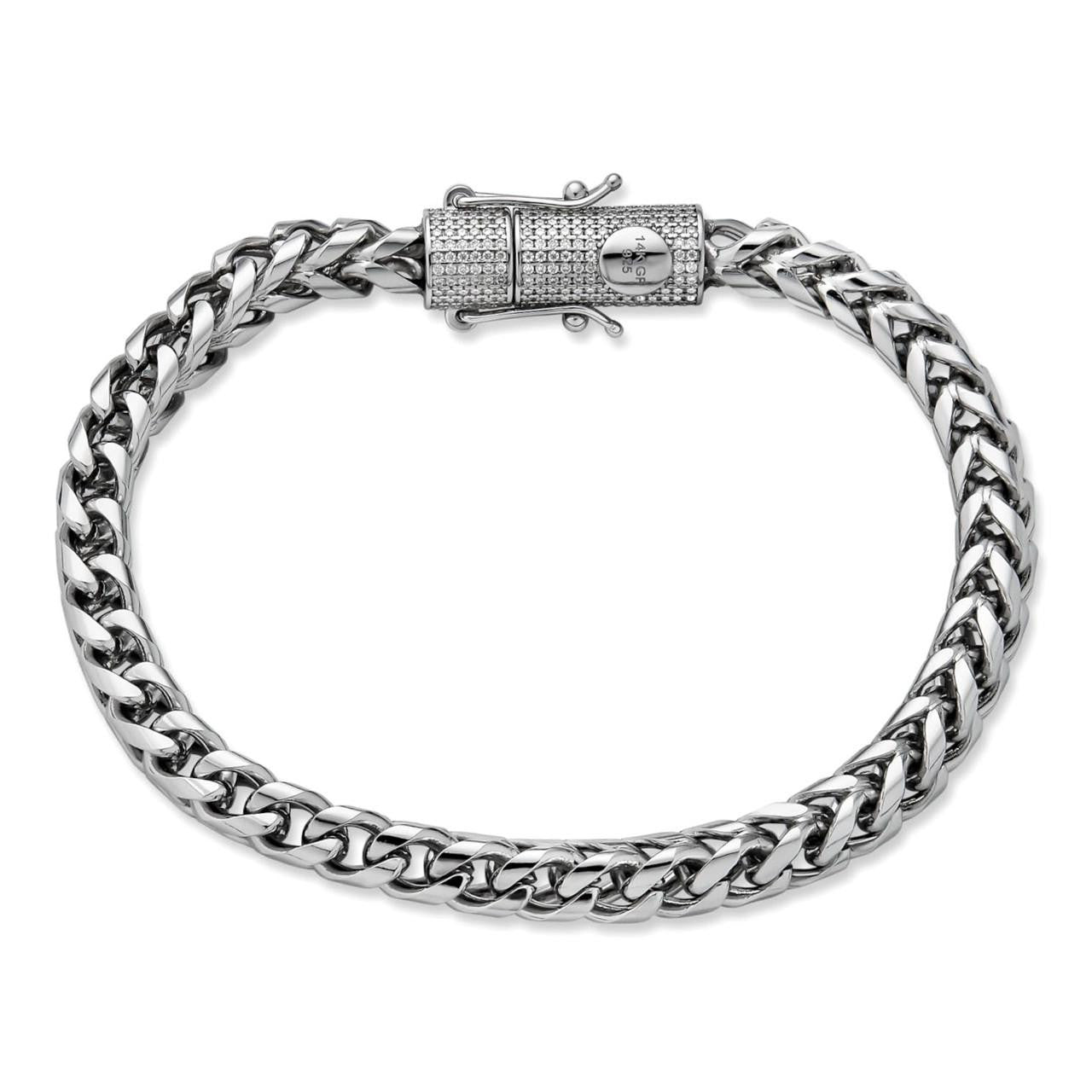 MOISSANITE CLASP Franco Bracelet - Stainless Steel W. 925 Silver Clasp - 7.5"-8.5" - 4mm-6mm
