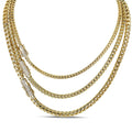 MOISSANITE CLASP Franco Chain Necklace - 14k Gold Plated Stainless Steel - 18"-30" - 4mm-6mm